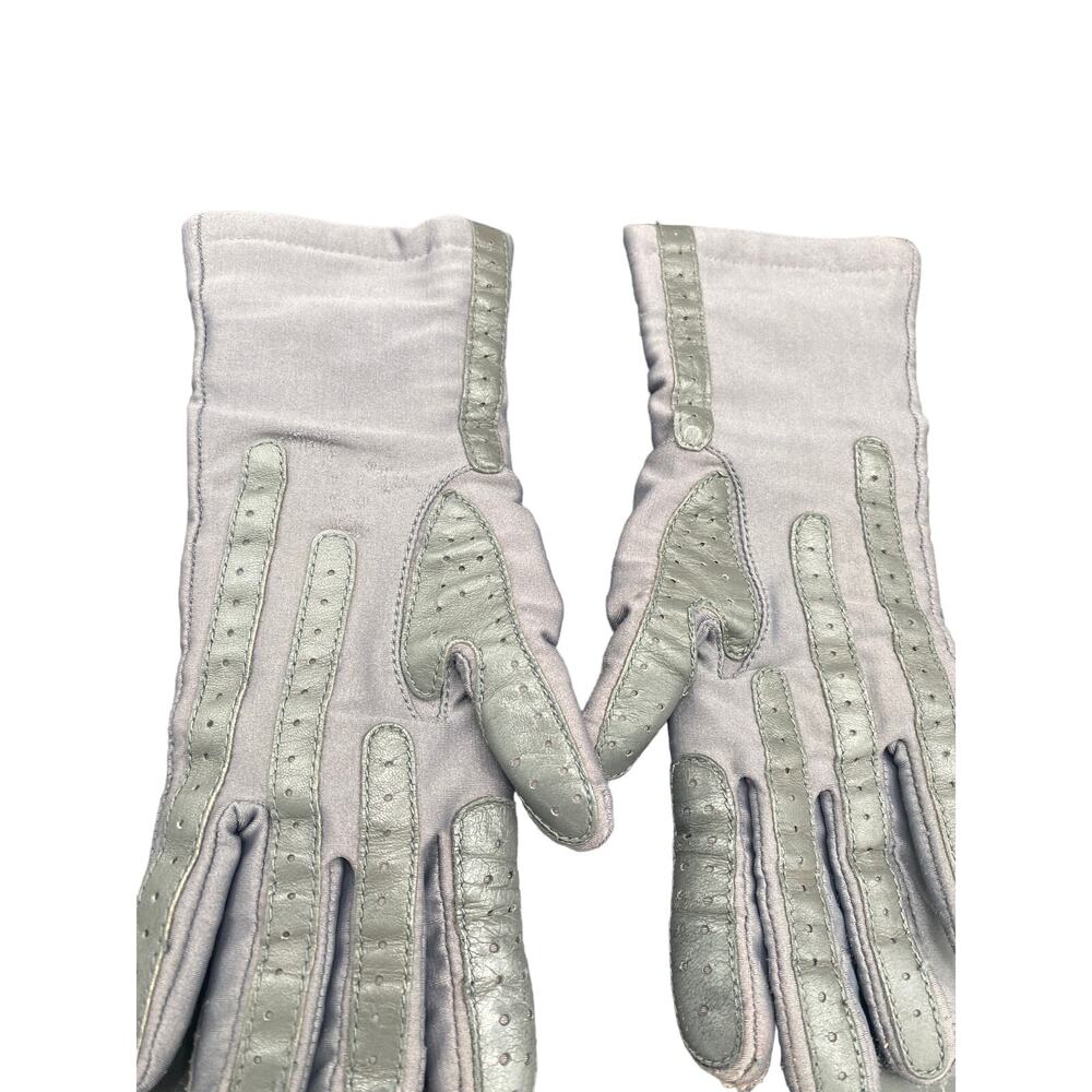 Vtg Women ISOTONER DRIVING GLOVES Tan/Blue/Gray One Size Nylon Spandex Winter - Picture 4 of 7